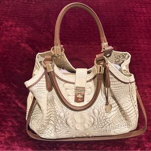 Brahmin Cream and Brown Satchel